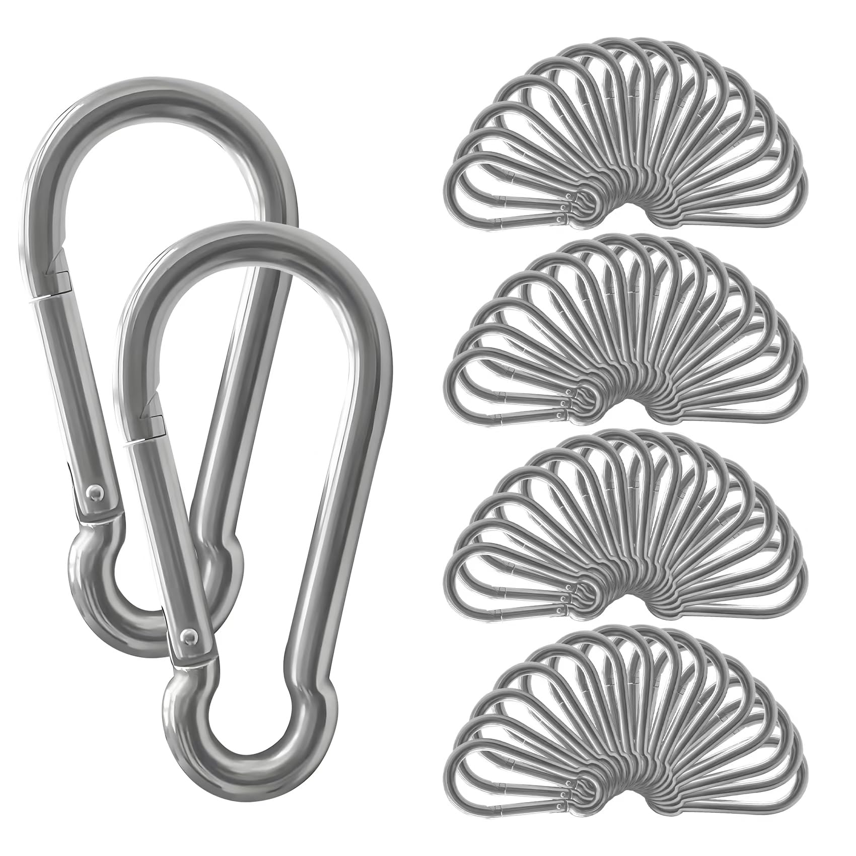 150 mosquetones M4 resistentes, mosquetón de acero al carbono resistente de 1.5 pulgadas, clip de gancho de resorte para llavero, mosquetón de escalada de bloqueo para acampar al aire