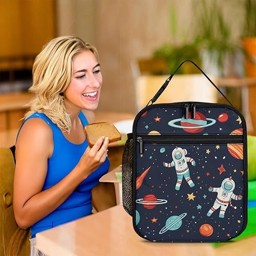 Miniatura 7 de Lonchera de astronauta aislada, simple, moderna, linda, pequeña, para hombre y mujer, bolsa aislada a prueba de fugas, regalo para el trabajo,