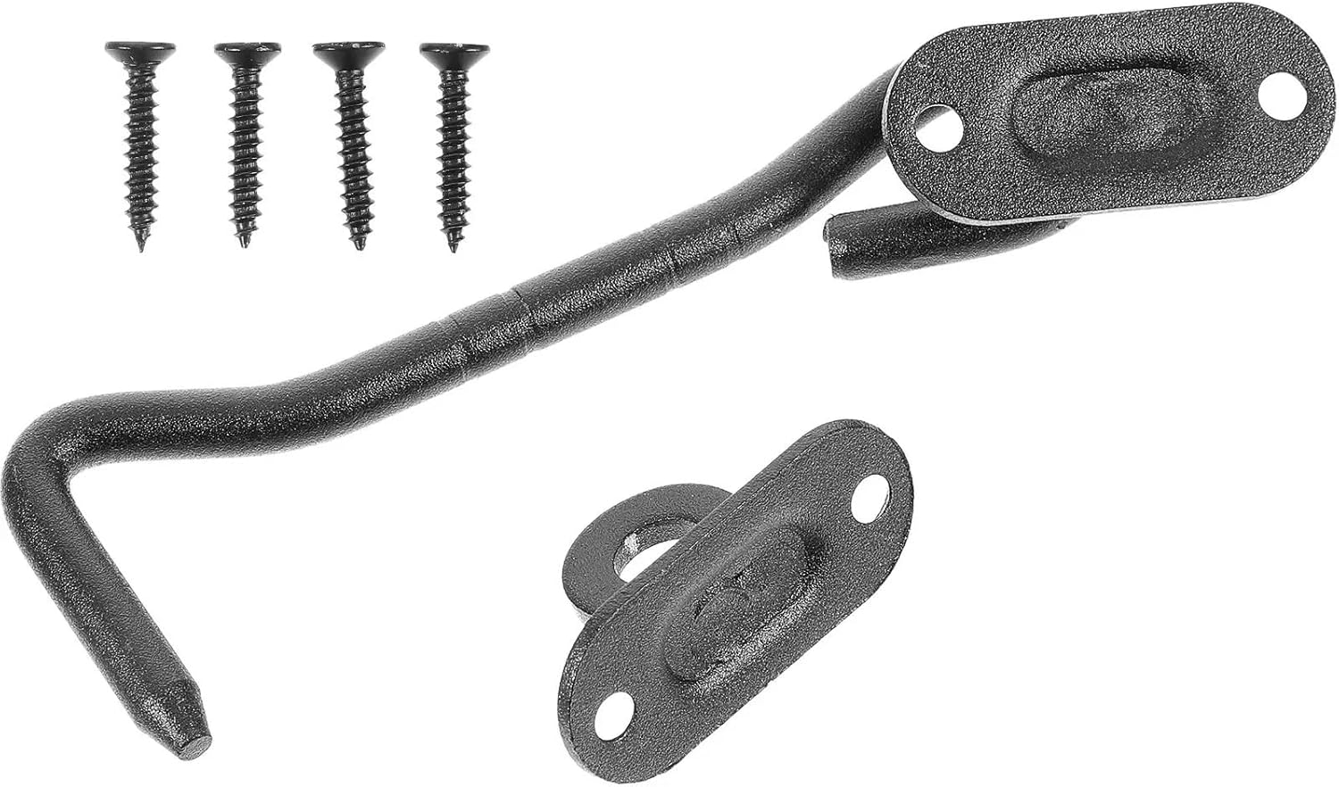 Durability 8Pcs Black Stainless Steel Windproof Hooks 4 Inch Oval Base Window Latch Door Gate Hook Lock Cabin Hardware Secure Easy