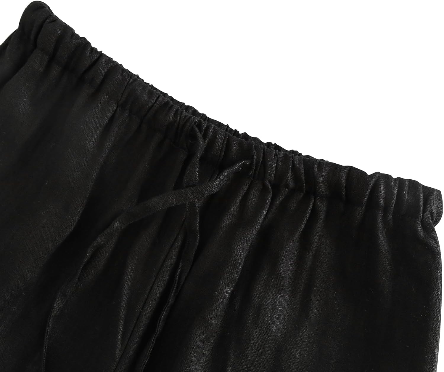 Amazhiyu Womens Pure Linen Summer Drawstring Flowy Wide Leg Pants with Pockets - Image 4