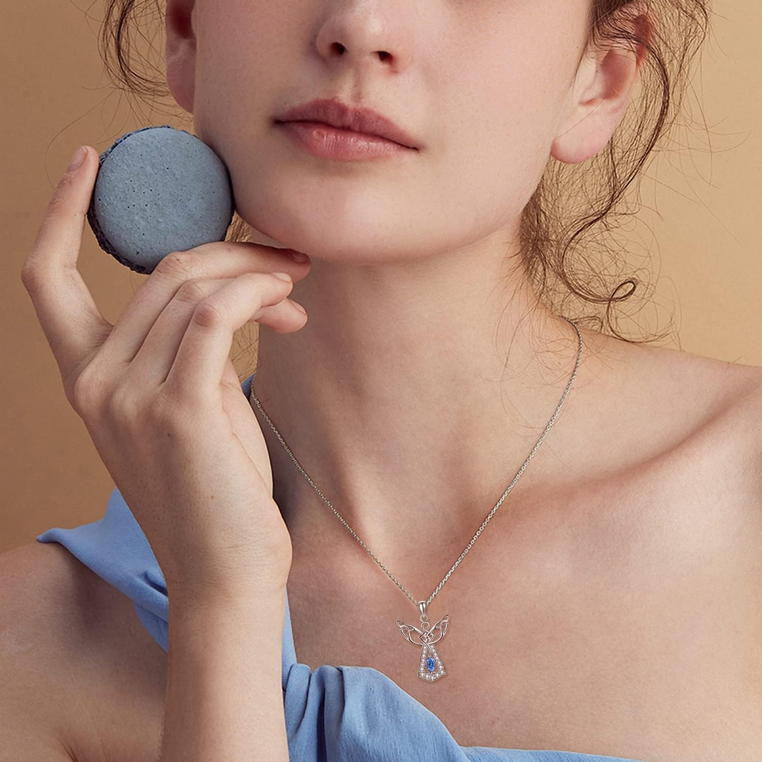 TANGPOET Guardian Angel Necklace for Women Sterling Silver Angel Pendant Necklace Jewelry Gifts for Birthday Christmas - Image 3