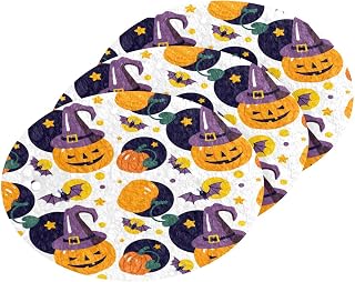 Scrub Sponge Pumpkin Witch Hat Kitchen Washing Dishes Cleaning Sponges Bats Stars Non Scratch Sponge for Kitchen Dish Countertops Sinks Floors Showers Tile Sinks 3 Pack