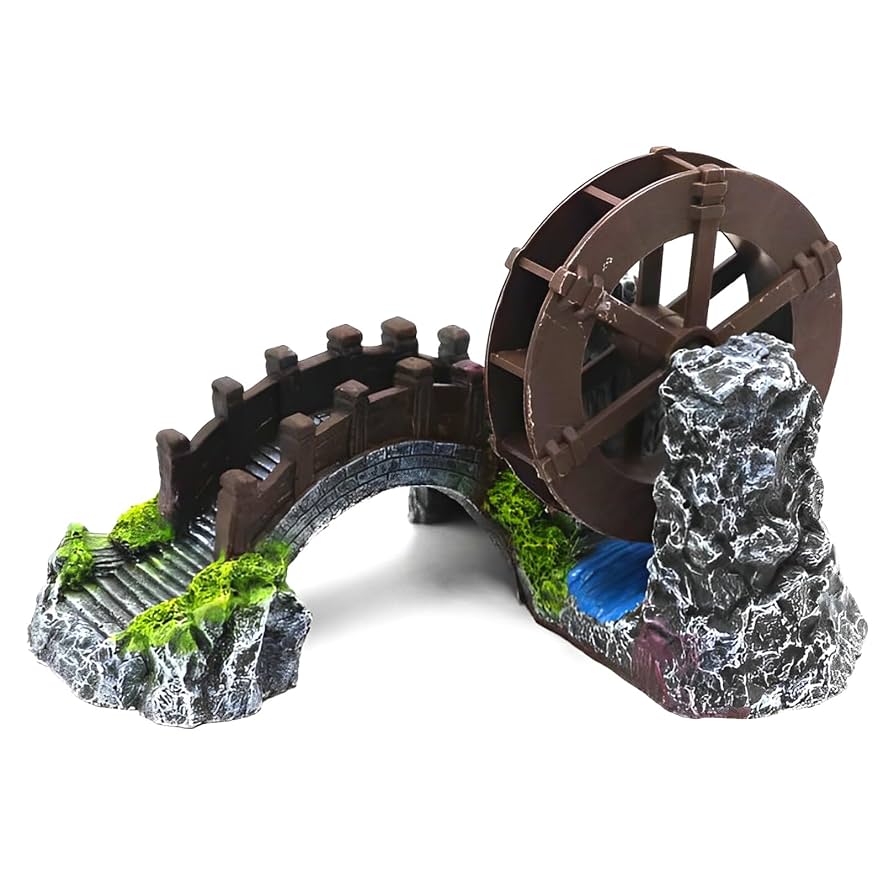 Amazon.co.jp: Charmoon アクアリウム 太鼓橋 水車 回る 和風