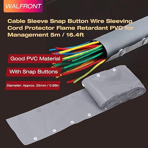 Miniatura 2 de Funda de cable con botón a presión Protector de cable de manga protectora Tubo de alimentación Protector de cable de alimentación PVC ignífugo para