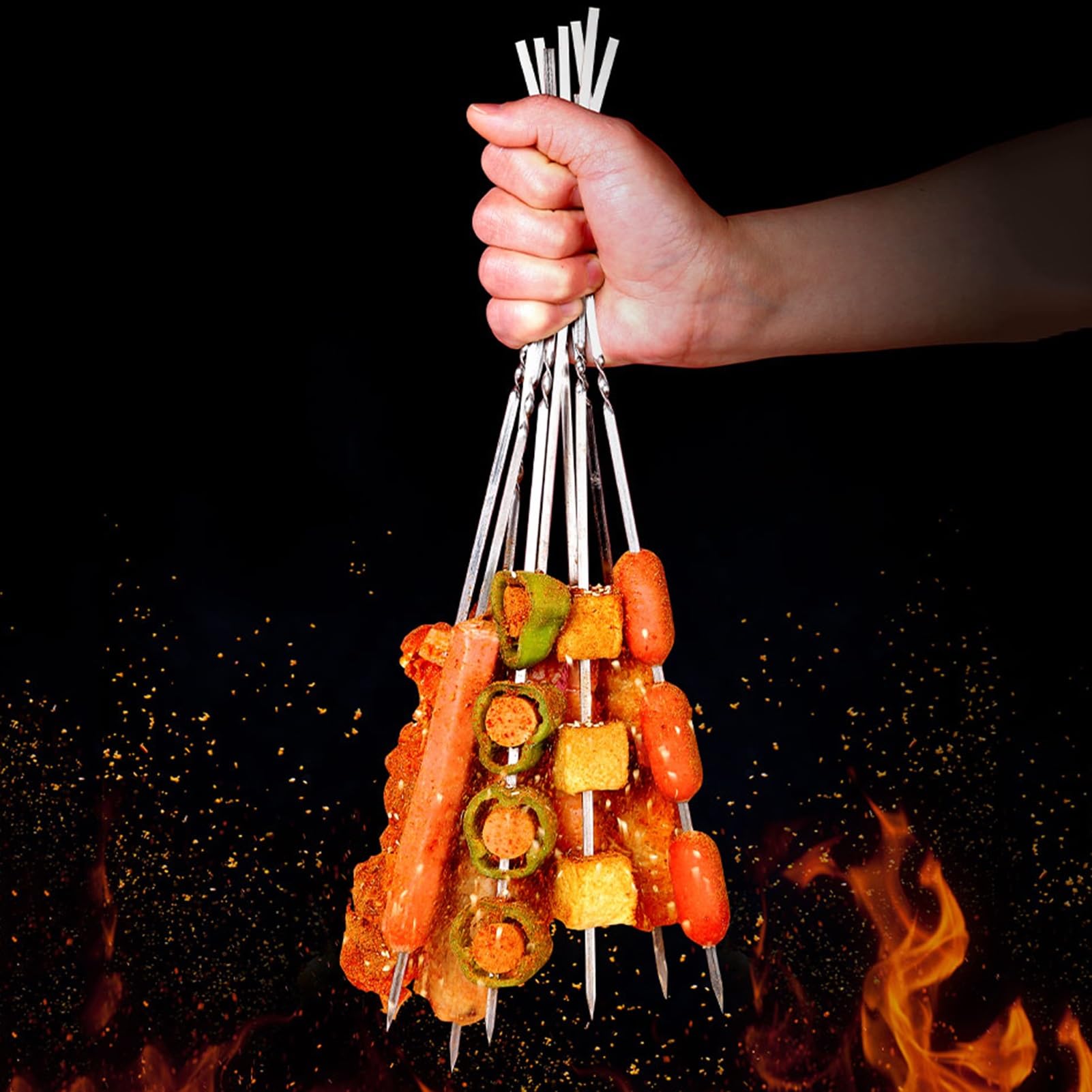 Pinchos for barbacoa de 30-1000 Uds., antideslizantes, antideslizantes, pinchos for asar planos, reutilizables, pasador for barbacoa de cocina, for carne, camarones, pollo y verduras ( Size : 1000 )