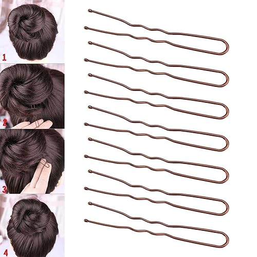 Miniatura 2 de Tbestmax 300 alfileres de pelo en forma de U para sujetar el pelo de ballet, red para mujer, 2.0 in, color marrón