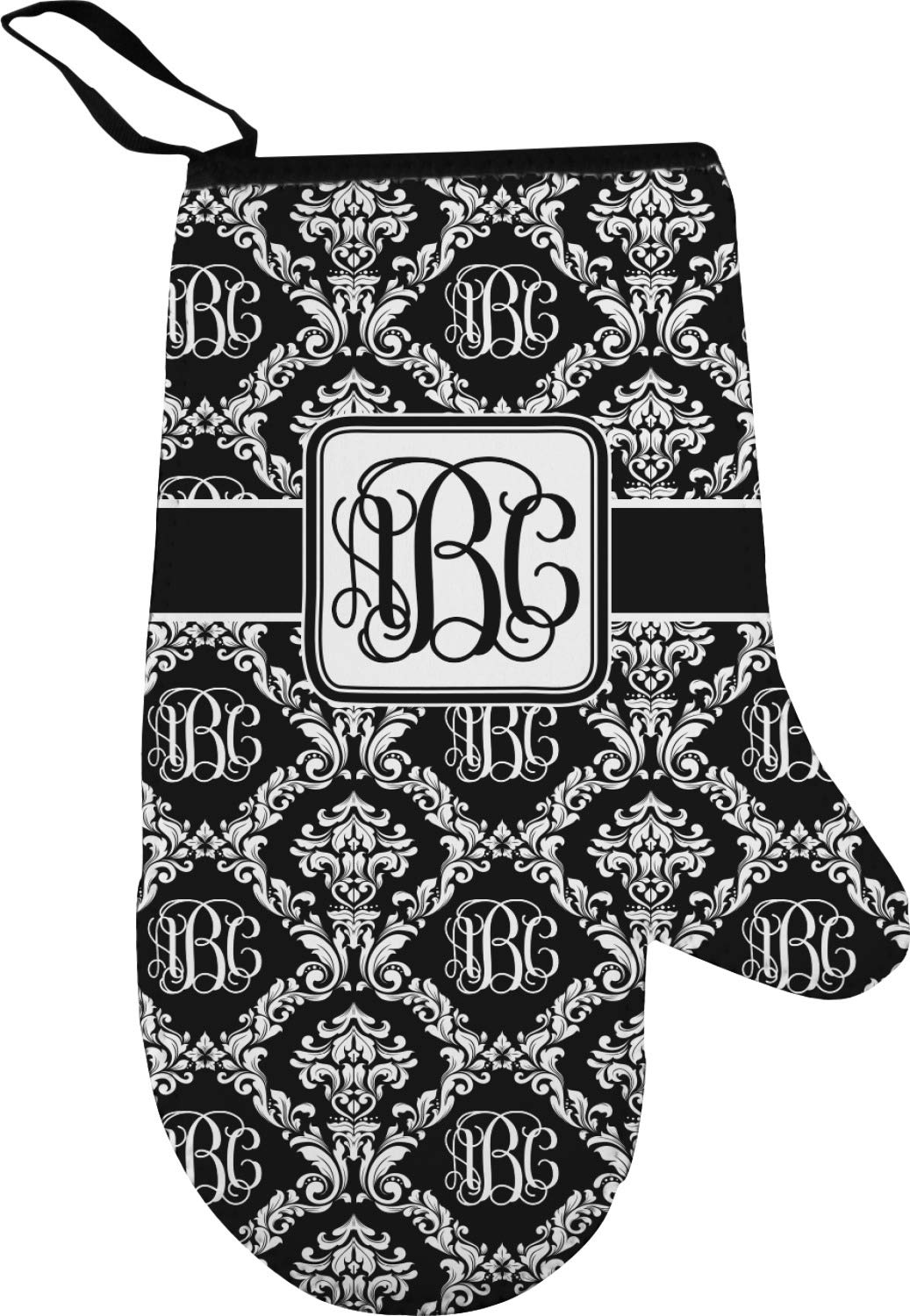 RNK Shops Personalized Monogrammed Damask Right Oven Mitt & Pot Holder Set