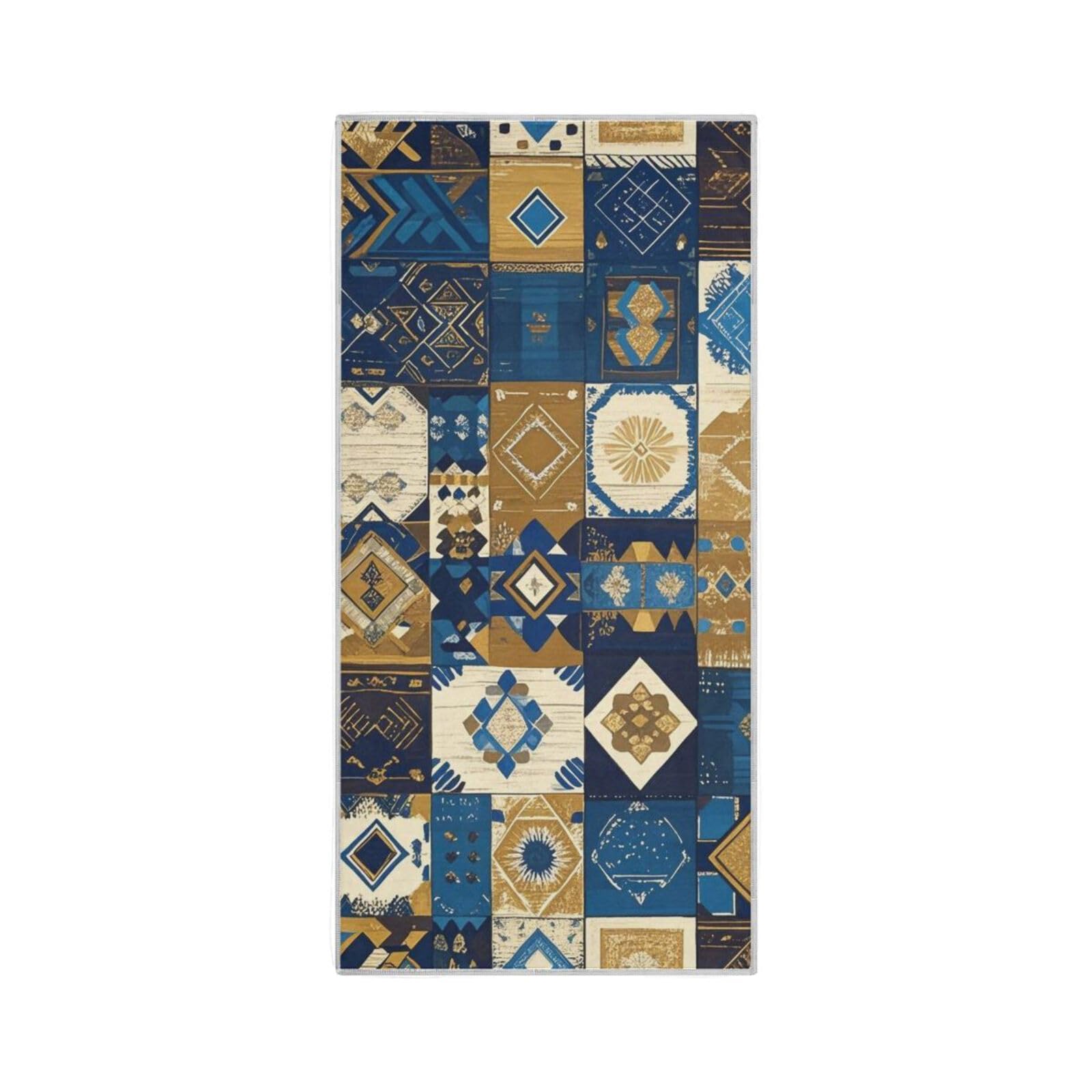 Yoogain Boho Blue Gold Regular Texture Microfiber Yoga Hand Towels Quick Drying Hand Towel face Cloths washcloths Gym Clothes wash Sport Towel 30