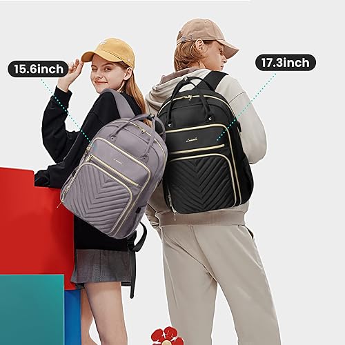Miniatura 2 de LOVEVOOK Mochila para laptop para mujer, mochila de trabajo de moda con puerto USB, mochilas impermeables para el trabajo., Púrpura, gris, 15,6