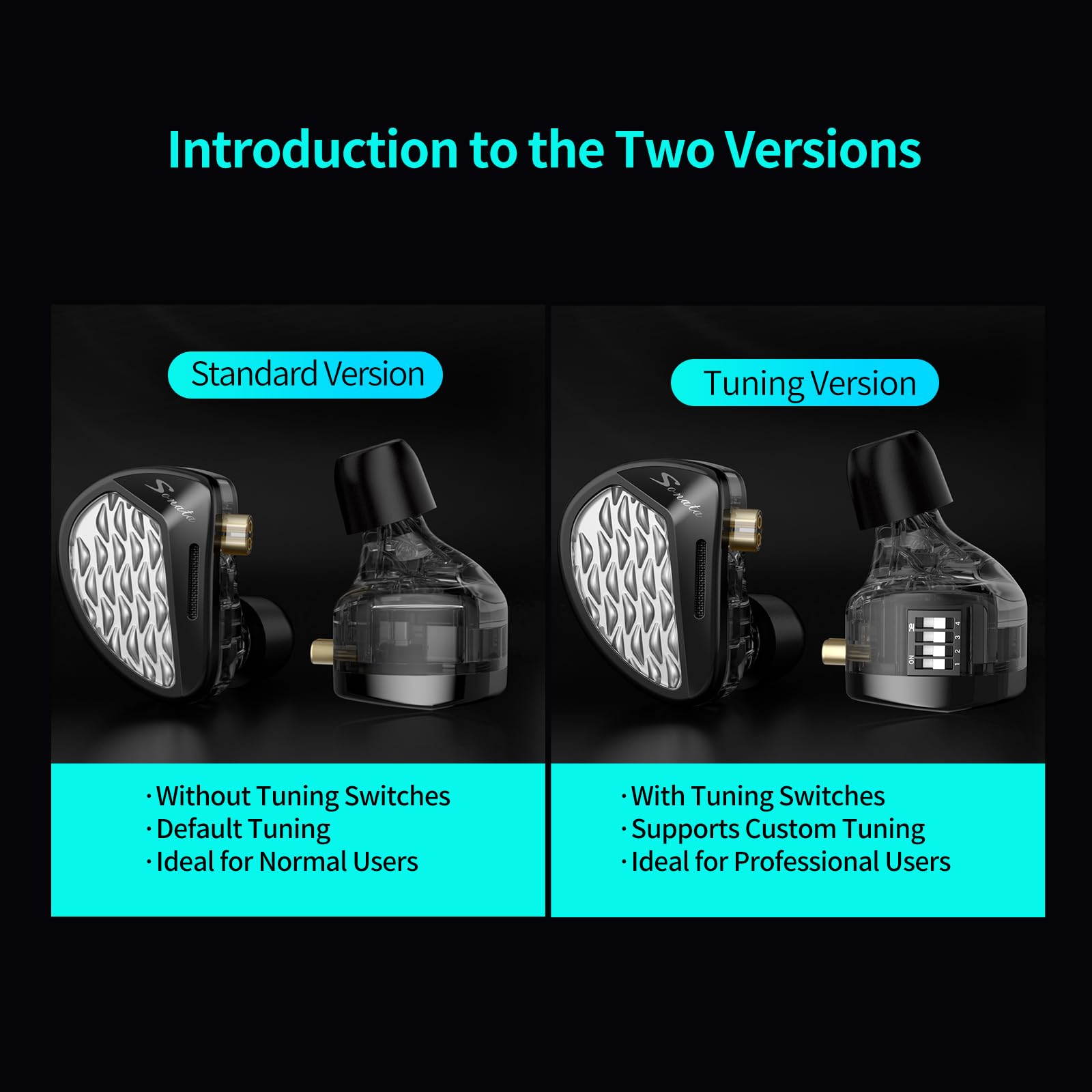 KZA COUSTICS Sonata - Cuffie intrauricolari per monitor 28, armatura bilanciata con versione standard e sintonizzazione, cavo placcato argento, microfono HD per musicisti e audiofili (sintonizzazione)