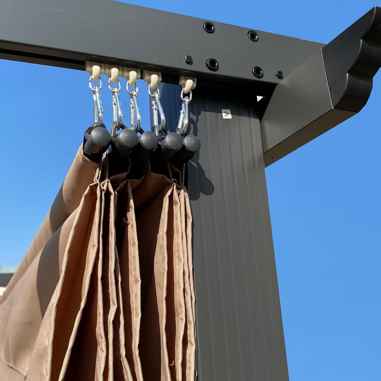 Retractable Pergola Canopy Waterproof, Pergola Replacement Canopy for 10x10 FT Pergola, Durable and Sun-Protection Pergola Shade Cover for Shade and Rain (Khaki)