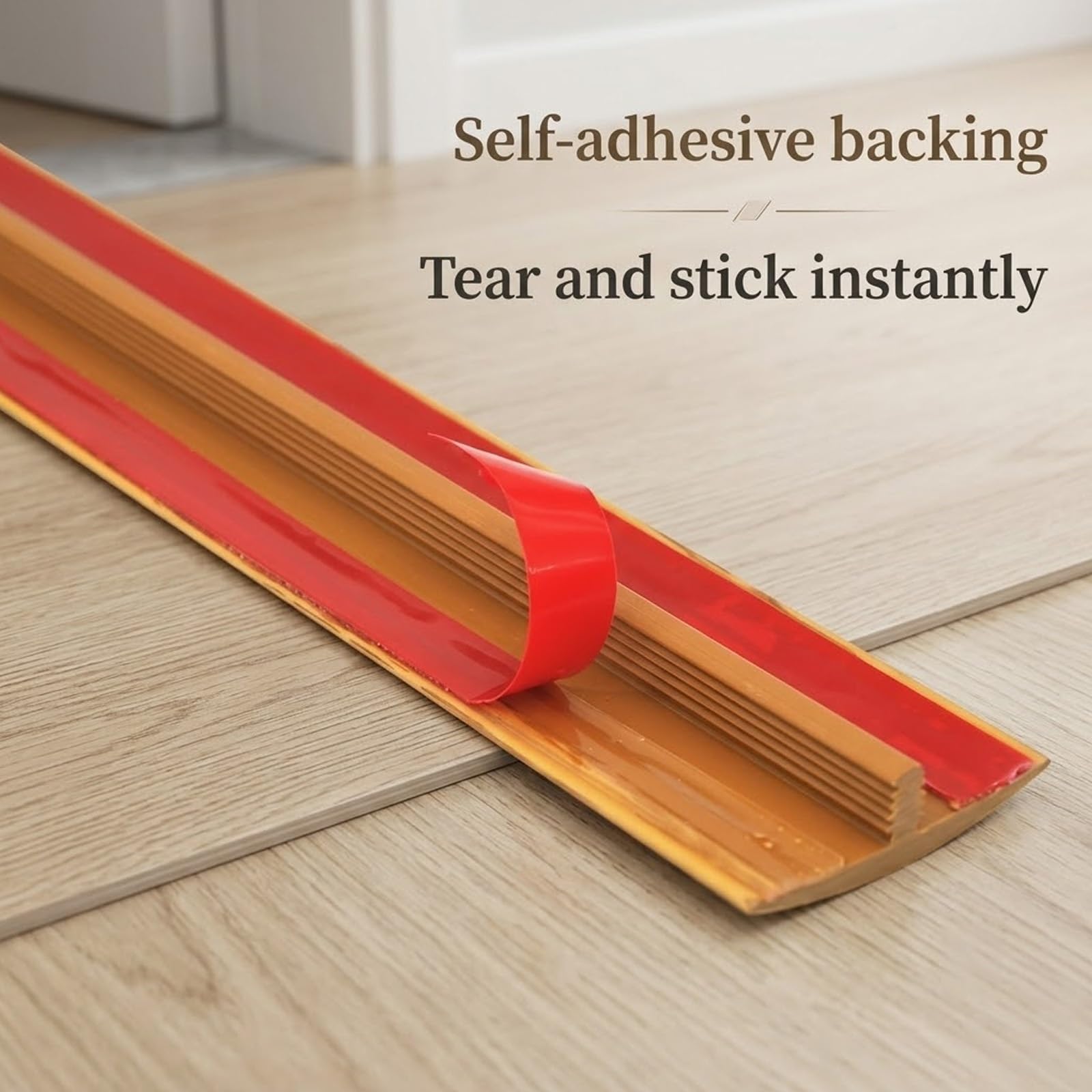 Perfil Transición Suelo en T Autoadhesivo Recortable 1 2 3 5 8 9 10m, Tira de Umbral PVC Flexible 50mm para Puertas, Tapajuntas Plano para Conectar Suelos Laminado y Azulejos
