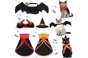 5-Piece Halloween Costume Set for Cats: Spooktacular Vampire and Witch Accessories