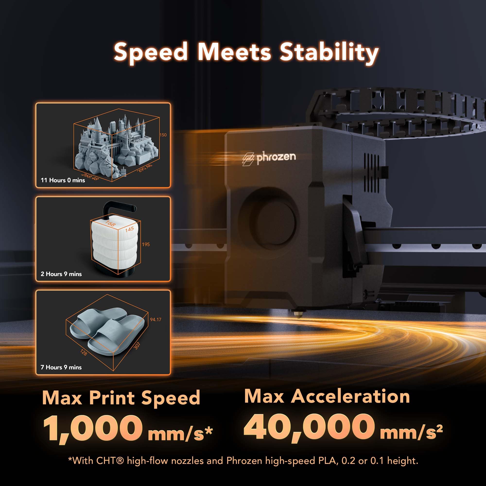 Phrozen Arco FDM Stampante 3D, Velocità di stampa massima 600 mm/s, Accelerazione 30.000 mm/s², Calibrazione automatica del livello, Stampa Multicolore, Stabilità Superiore, Dimensioni: