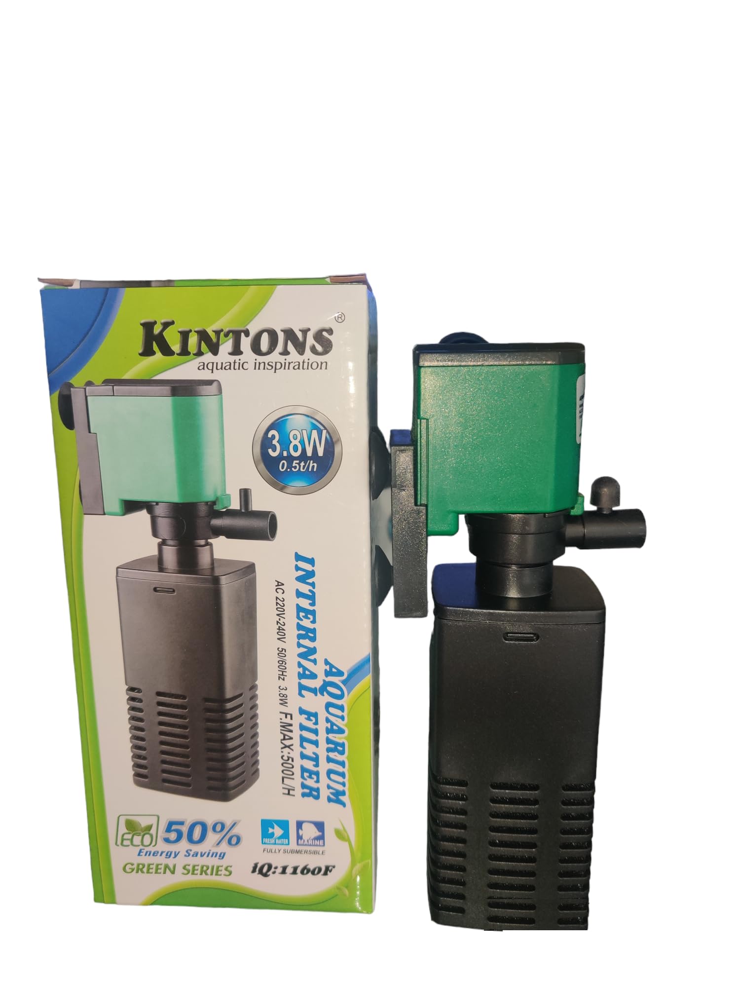 Kintons 50% Energy Saving Aquarium Internal Filter Submersible Filter for Freshwater & Marine Aquarium 3.8w 500L/h - IQ1160F (B0CVXX4X9V) Amazon Price History, Amazon Price Tracker