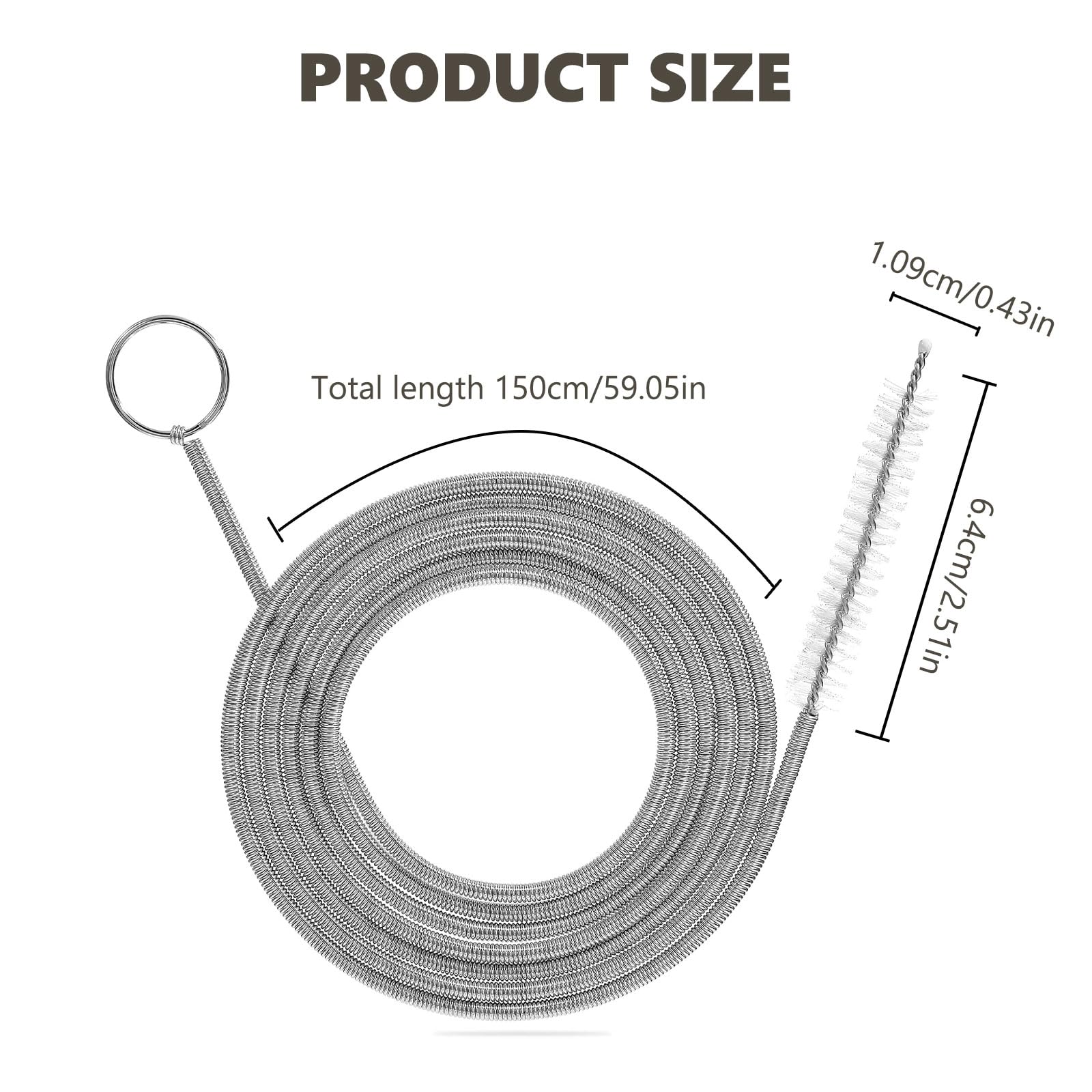 Spazzola flessibile per la pulizia del lavandino di scarico, 150 cm,spazzola per la pulizia del frigorifero,Spazzola per Tubi in Acciaio Inox,Strumento,per lavello