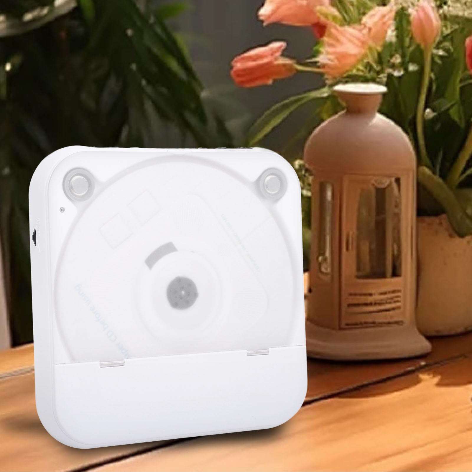 Reproductor de CD Bluetooth portátil con mando a distancia para uso doméstico, sonido estéreo MP3, funciona con pilas, material ABS (blanco)