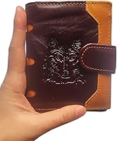 Vista 46 de Hombres Cool Eagle Wolf Caballo Totem Cuero Vaca Vertical Cartera Cremallera Multi-tarjeta Titular, Tótem de caballo, Minimalista