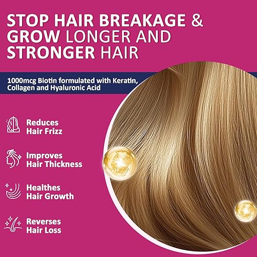 Miniatura 3 de ZEBORA Vitaminas para el crecimiento del cabello con biotina, queratina y colágeno, gomitas de biotina con mezcla de apoyo de belleza para cabello,