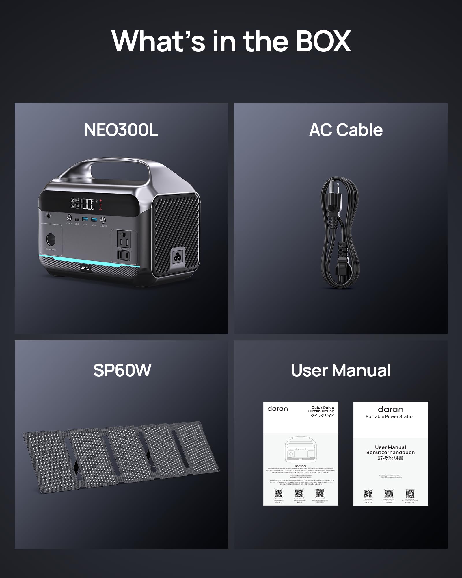 DARAN Portable Power Station with 60W Solar Panel Included, 288Wh LiFePO4 Battery, 350W (600W Peak), 7-Port Design, 2.1Hrs Fast Charing Solar Generators for Home, Outdoor Camping: Advanced Gray