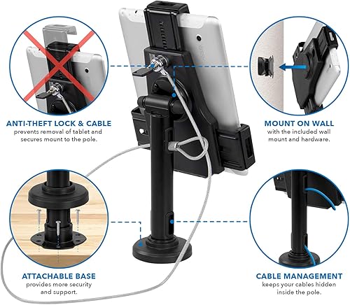 Miniatura 15 de Mount-It! Quiosco universal antirrobo del soporte del piso de la tableta - Soporte de piso del quiosco ajustable en altura - Soporte de montaje