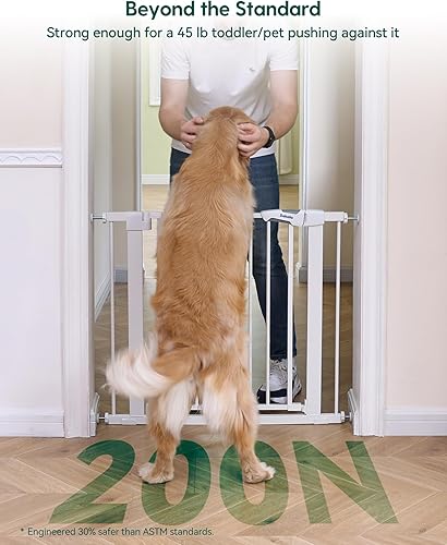 Miniatura 2 de Babelio - Puerta de bebé de metal, de 74-109 cm, con cierre automático, fácil de instalar, puerta para mascotas PressGuard P7, puerta de seguridad