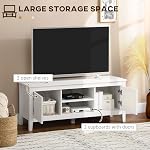 HOMCOM TV Stand Cabinet for TVs up to 55 inches, TV Bench with Storage Shelves and 2 Doors for Living Room, Bedroom, White