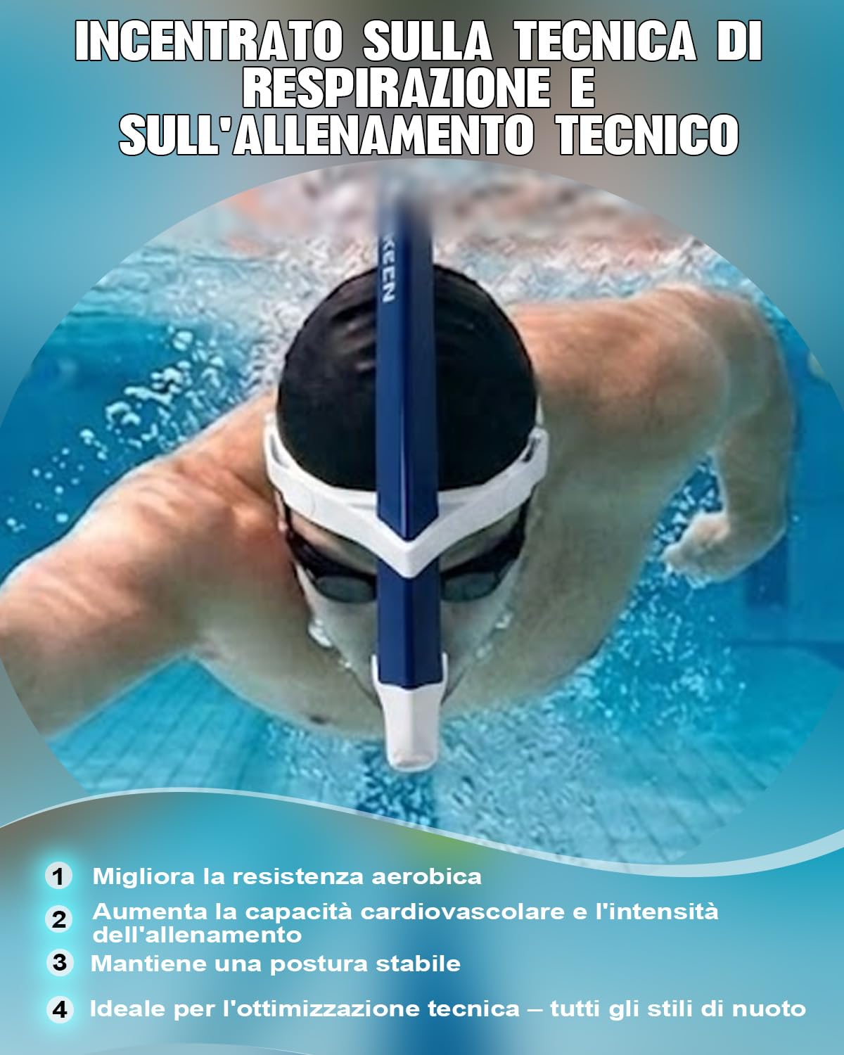 BOOSTEADY Boccaglio da Nuoto a Grande Diametro, Accessorio per Nuoto e Snorkeling con Tubo Aerodinamico, Boccaglio in Silicone e Valvola di Scarico Unidirezionale