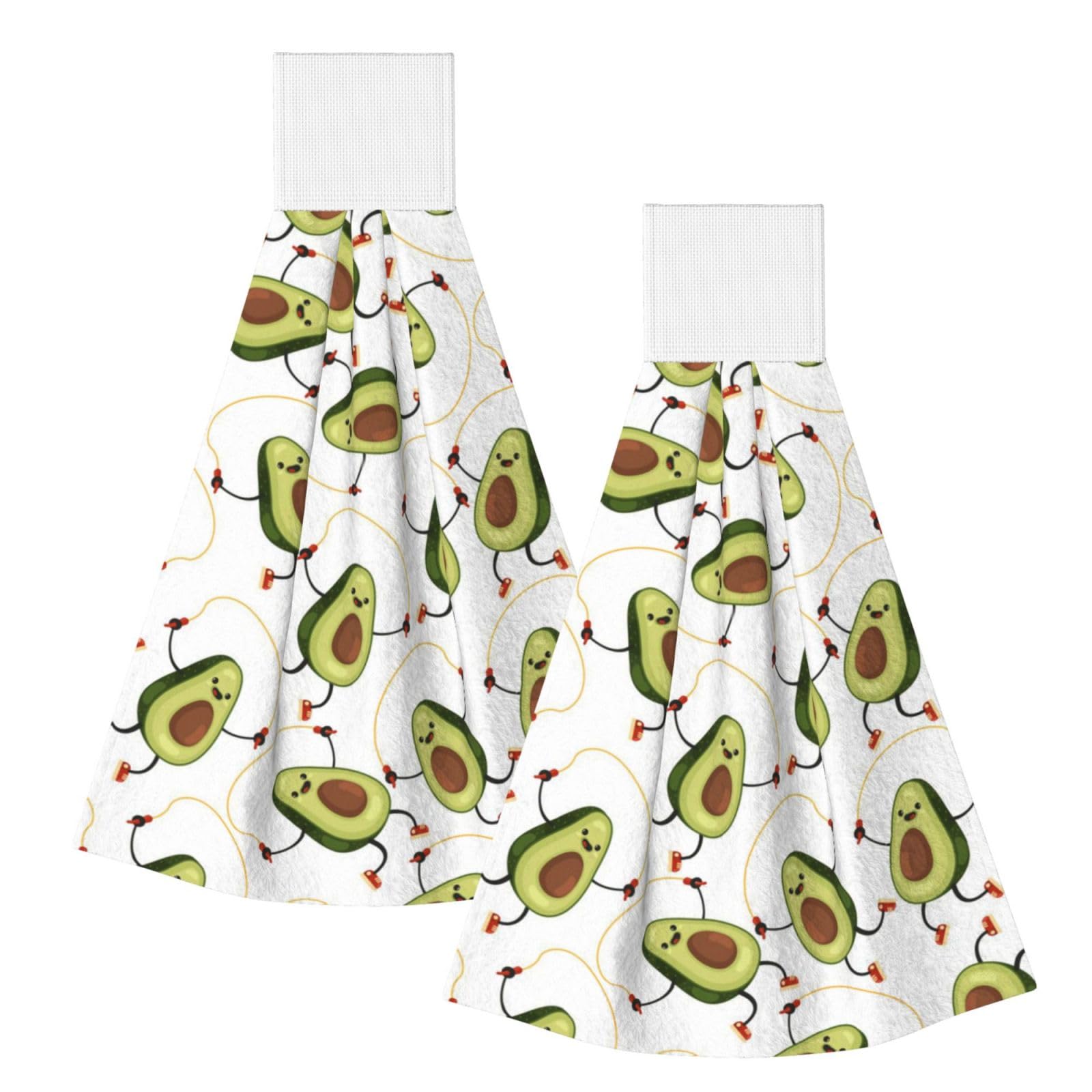 DOPKLNA Cute Avocados, 2 Pcs Hanging Coral Fiber Hand Towels for Bathroom, Absorbent Kitchen Towels