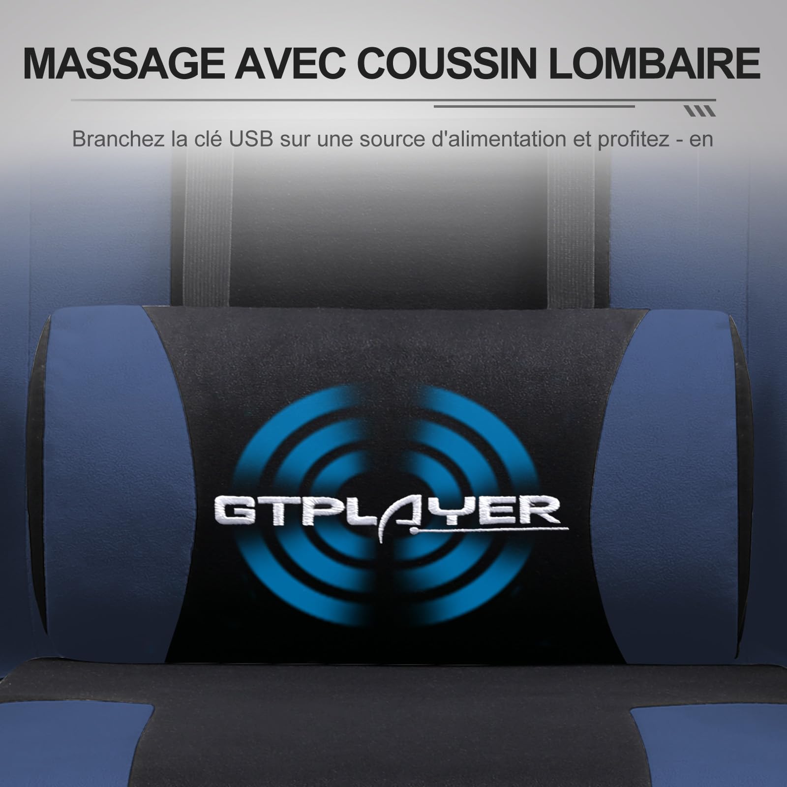 GTPLAYER Sedia da gioco ergonomica, sedia da gioco, sedia da ufficio, sedia da gioco, con schienale regolabile a 135°, altezza regolabile, seduta in tessuto blu