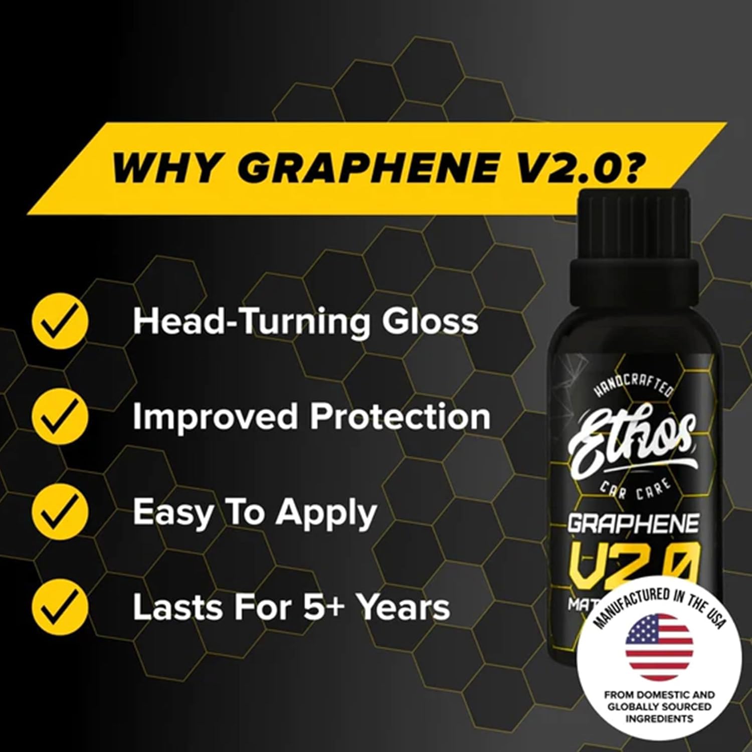 Ethos Handcrafted Car Care Graphene Matrix Coating with Applicator - Graphene Ceramic Coating | 5+ Years of Protection | Incredible Hydrophobic - Revolutionary Graphene Nanotechnology - Image 2