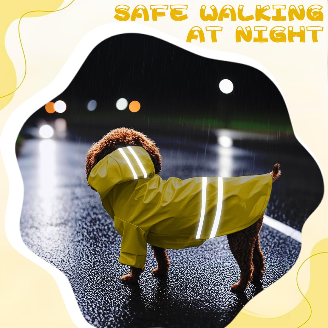 réfléchissante Manteau Chien Pluie avec Capuche Manteau imperméable avec Trou de Laisse légère réglable Poncho,Étanche Ultraléger et Aéré, pour Les Races Petites Moyennes,Giallo (1.5 à 2.5 kg)