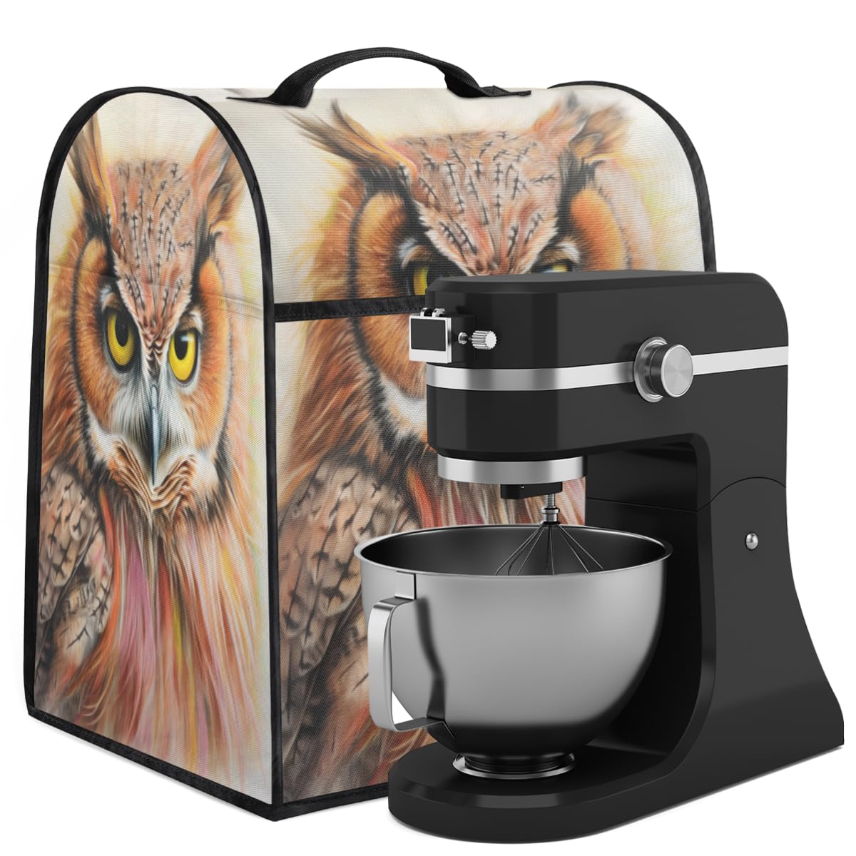 Coffee Maker Cover Owl Watercolor Kitchen Appliance Covers Small Appliance Covers Blender Cover Juicer Cover Dust Covers for Kitchen Appliances with Top Handle and Pockets,Washable,C704