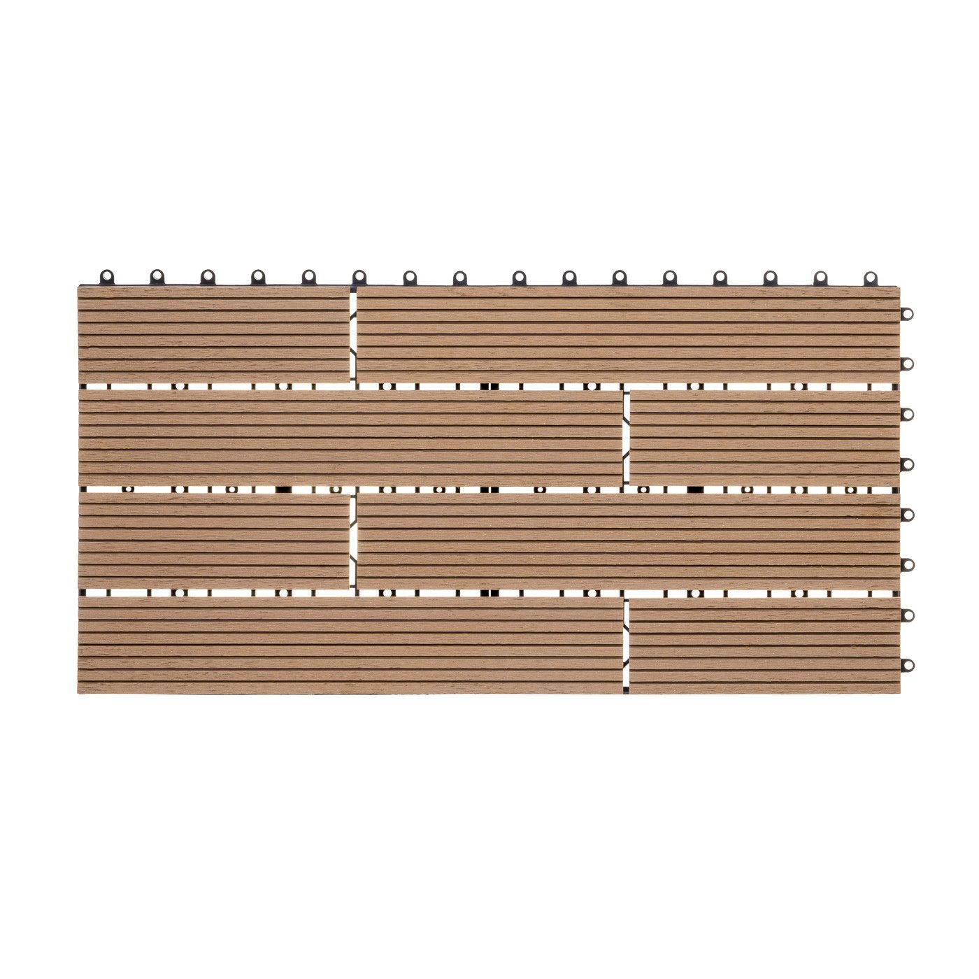 Ventanara® WPC Holz Kunststoff Fliesen Terrassenfliesen Klickfliesen Balkonfliesen 11 Stück (30 x 60 cm, Natur versetzt)