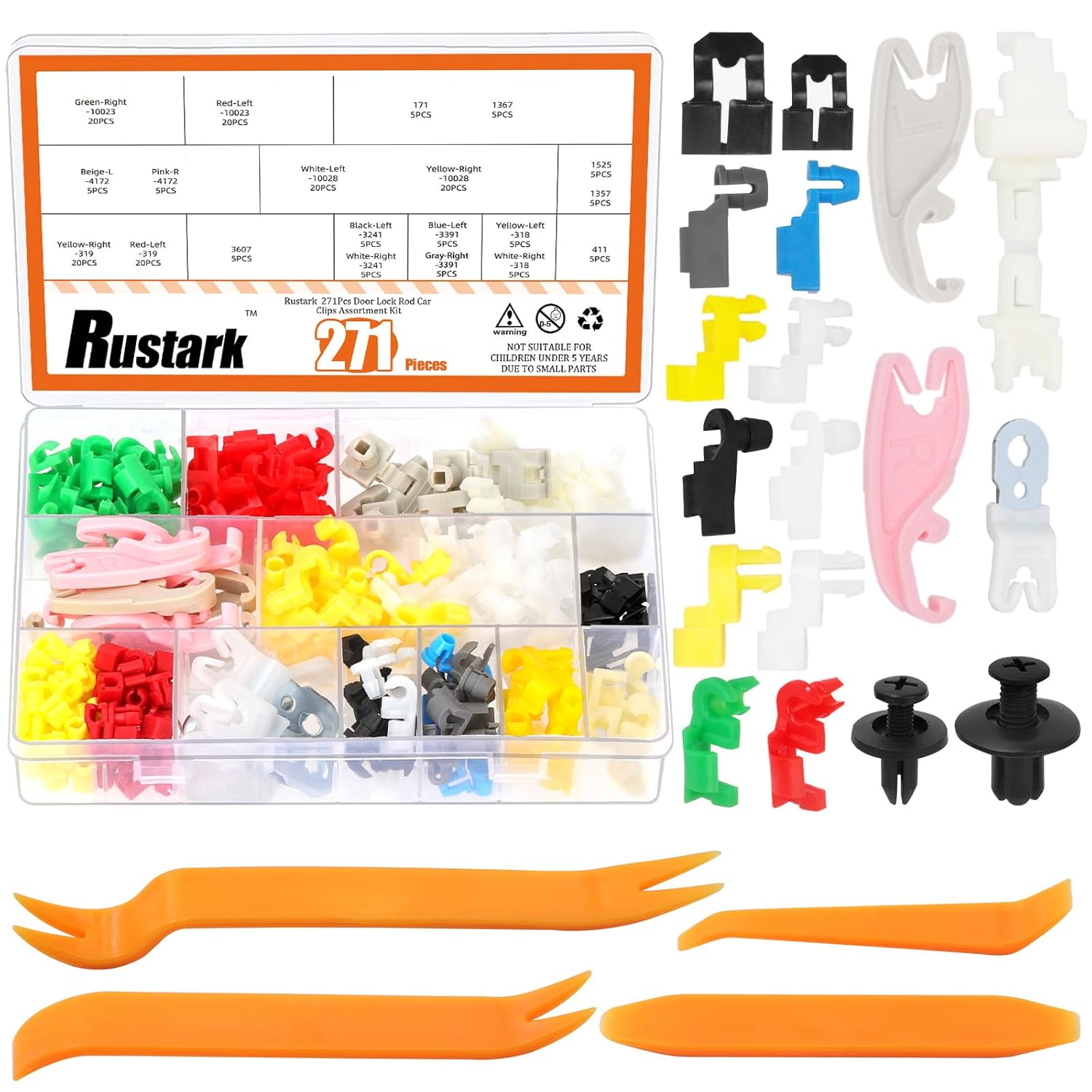 165Pcs Car Door Lock Rod Clips Assortment Kit Left and Right Lock Rod Retainer Clips Latch Locking Push Clip Door Lock Pawl Lever Retainer Tailgate Handle Clip for Most Cars