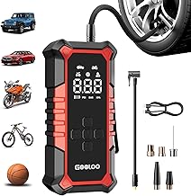 GOOLOO A6 Gear Electric Air Pump 160 PSI, Mini Bicycle Pump Electric with Digital Display & Auto Shut-Off, Portable Battery Compressor with LED Light for Bicycles, Cars, Motorcycles, Balls