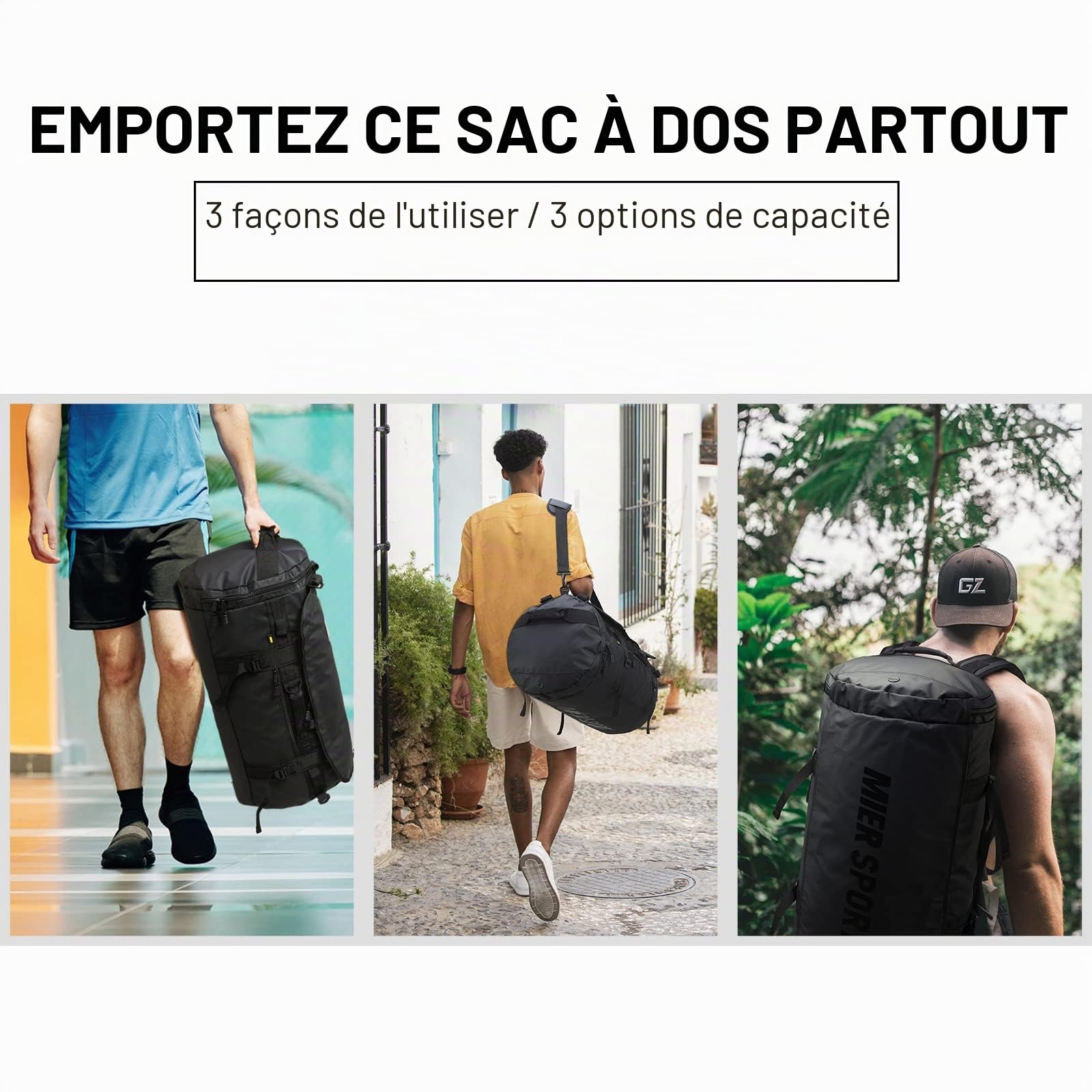 MIER Grand Sac de Sport imperméable avec Compartiment à Chaussures Convertible en Sac à Dos, Vert foncé