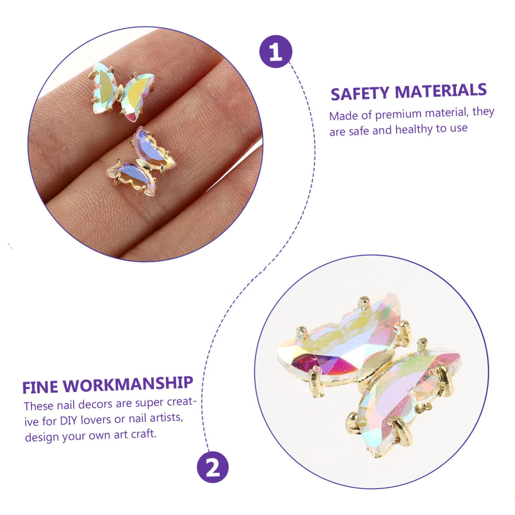 Healeved 160pezzi Charm Per Unghie Forma Di Farfalla Decorazioni Per Nail Art Glamour e Creative Adatte Per Manicure Professionale e Fai Da Te