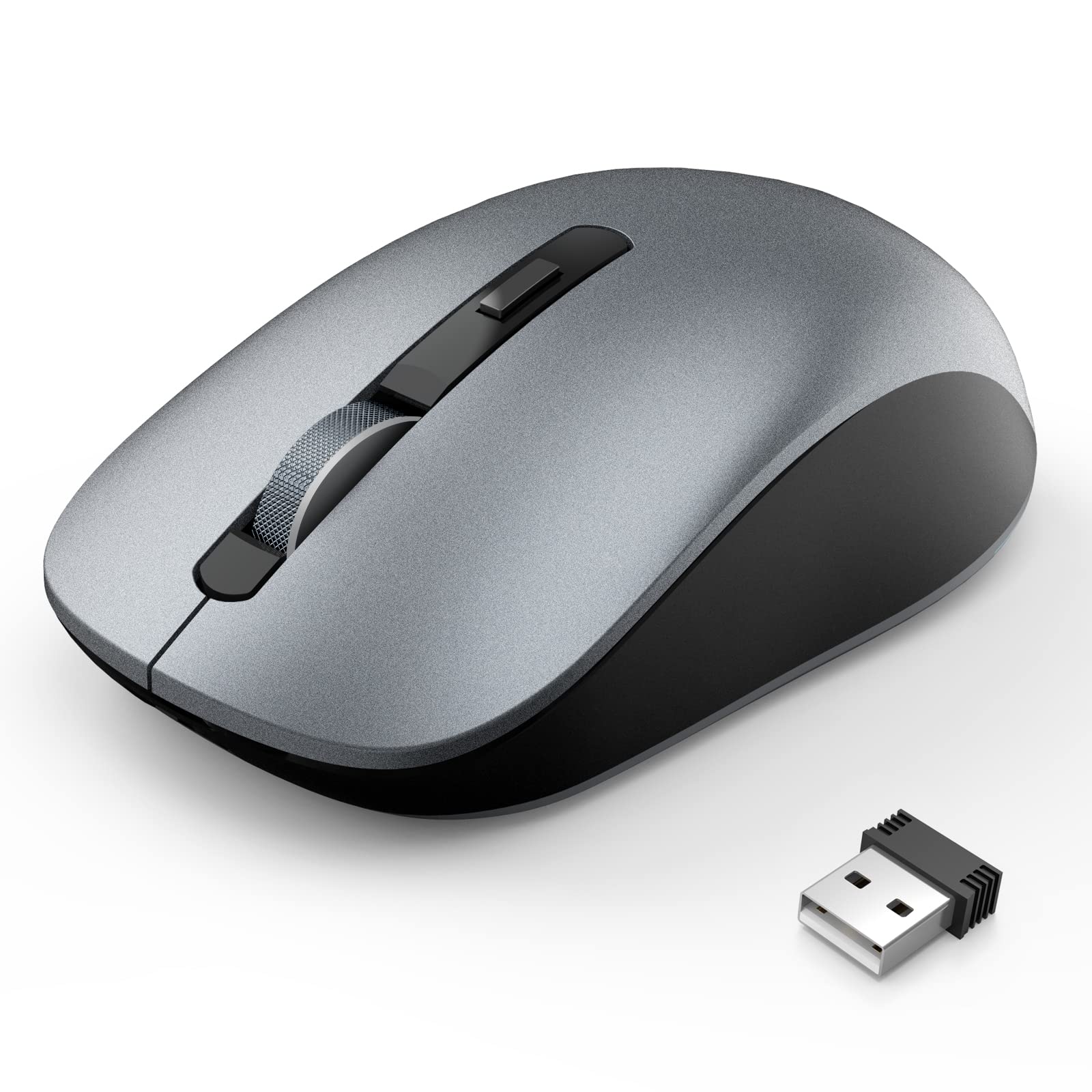 JOYACCESSJOYACCESS Bluetooth Mouse, 2.4G Wireless Mouse Dual Mode(Bluetooth 5.0/3.0+USB), Computer Mice for Laptop/Computer MacBook/Windows/MacOS/Android -Iron Gray