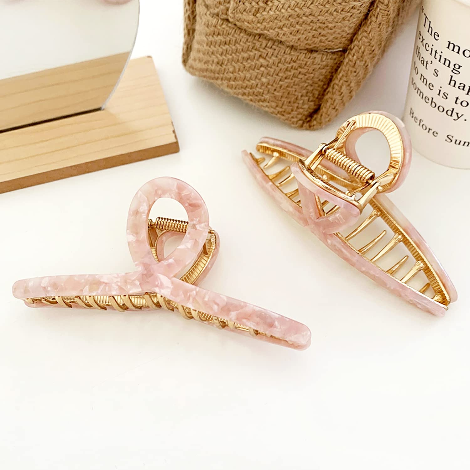 Big Hair Claw Clips for Women Hair Clips For Thick Hair Metal Nonslip Large Butterfly Hair Clips, 4.7 Inch Strong Hold Big Hair Clips Hair Accessories for Girls and Women.（1pcs/Pink）