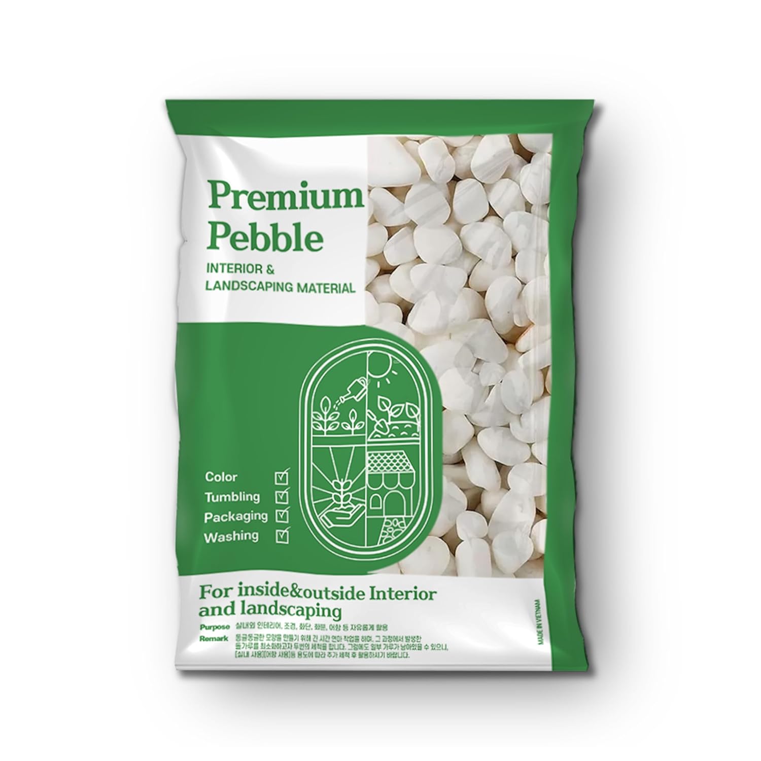 20lbs BOMCHAN White Natural Gravel for Landscaping (4X Washed) Pebbles for Plants – Decorative Stones for Garden Vases, Pebble Aquarium, Pea Gravel Style