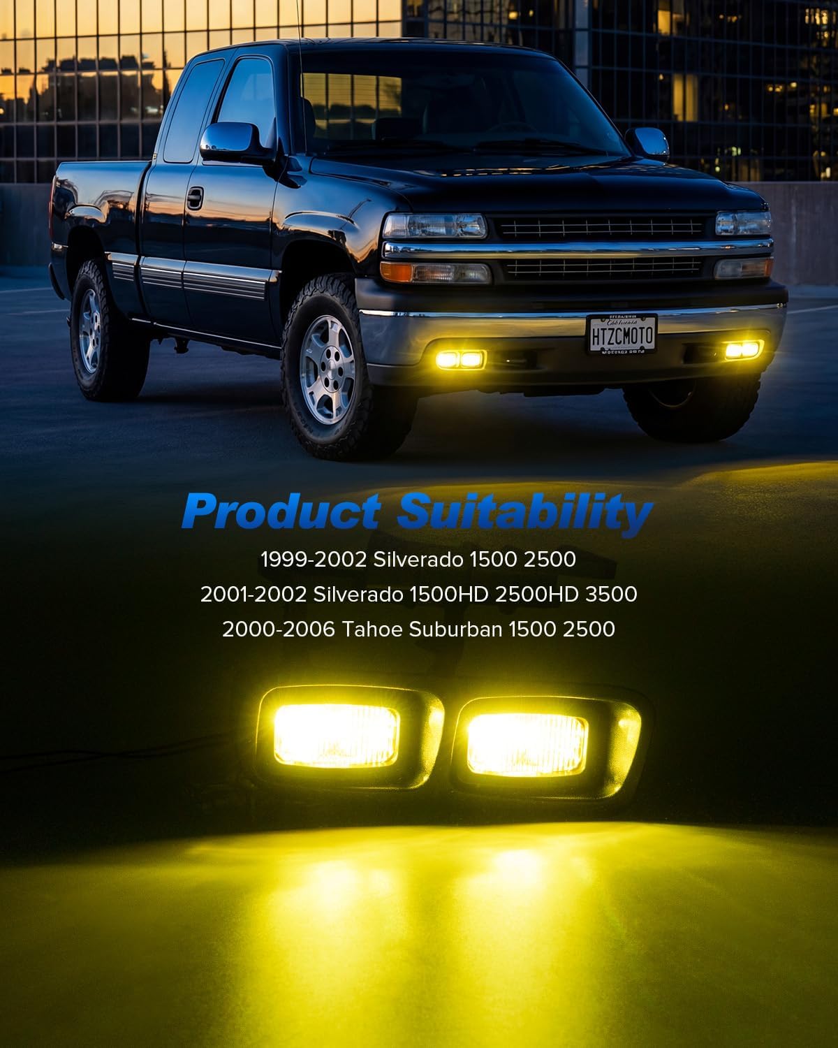 LED Fog Lights Compatible with 1999-2002 Silverado 1500 2500, 2001-2002 Silverado 1500HD 2500HD 3500, 2000-2006 Tahoe Suburban 1500 2500, Front Bumper LED Fog Lights Yellow, Pair