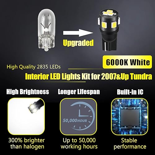Miniatura 2 de Paquete de 18 luces LED Tundra para interiores Toyota Tundra 2007 2008 2009 2010 2011 2012 2013 2014 2015 2016 2017 2018 2019 2020 2021 + luces de