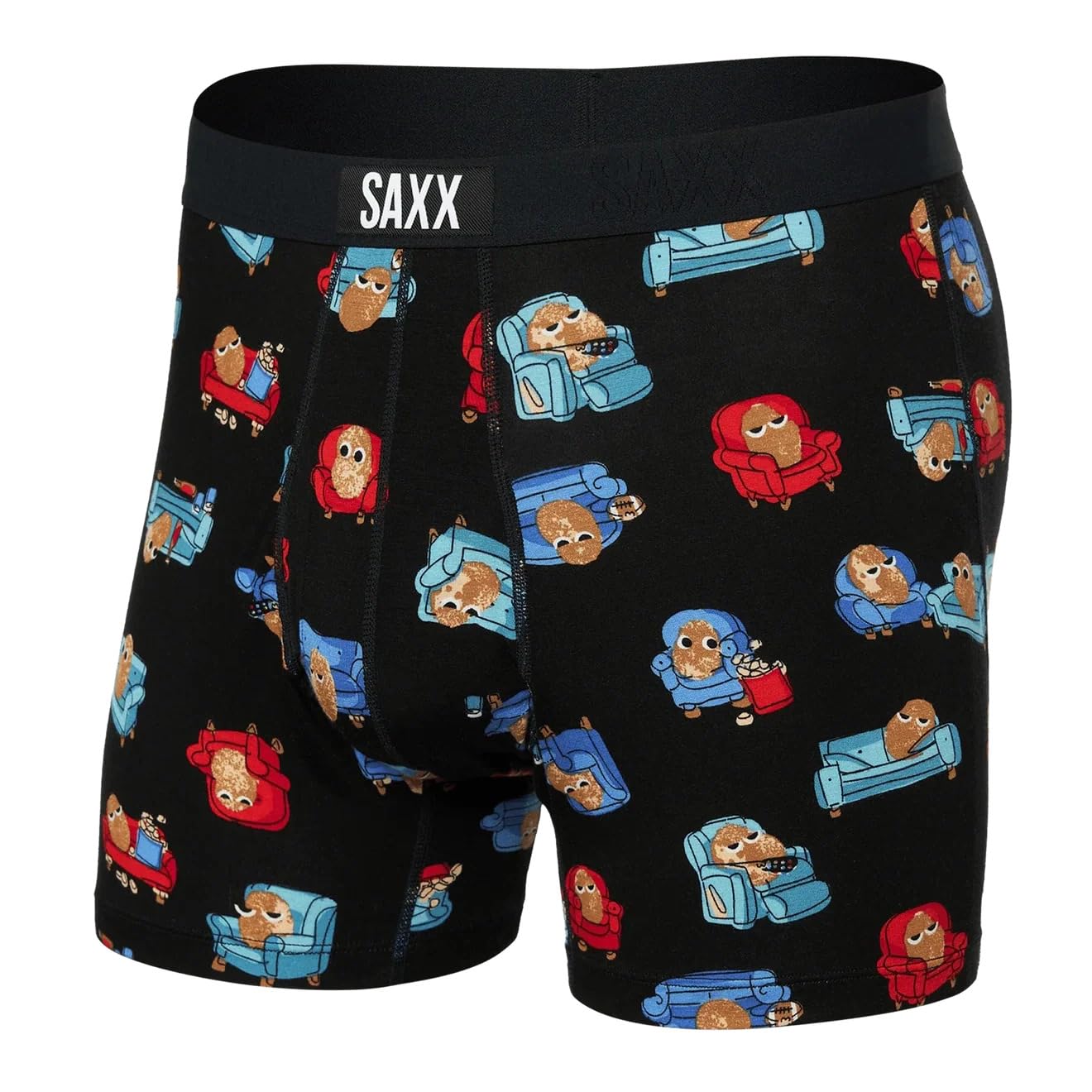 SAXX Underwear Co Mens Ultra Super Soft Boxer Brief Fly Couch Potato-Black Small