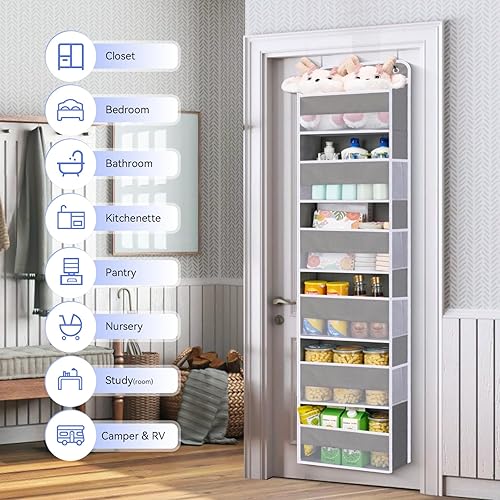 Miniatura 5 de WishJazz 2 Pack Over The Door Organizer, 5 Shelf Heavy Duty Door Organizer Hanging - RV Storage and Organization Bedroom, Anti Tilt 45lbs Closet