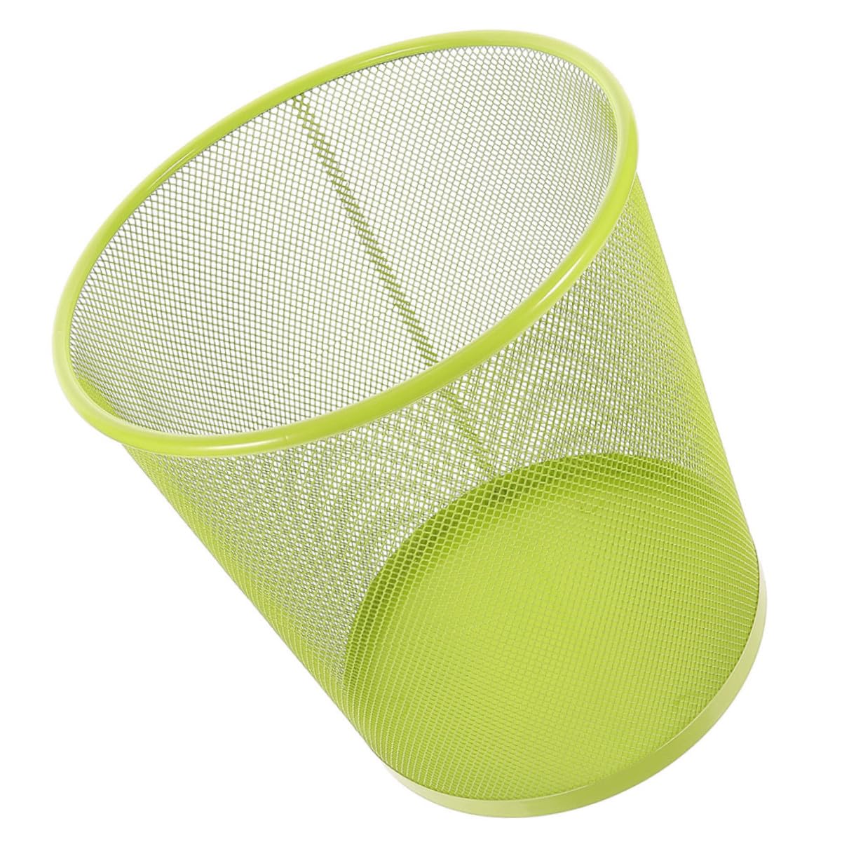 Large Green Metal Mesh Trash Can Sturdy Wire Waste Bin for Kitchen Bathroom Office Home Use Space-Saving Decorative Rubbish Container