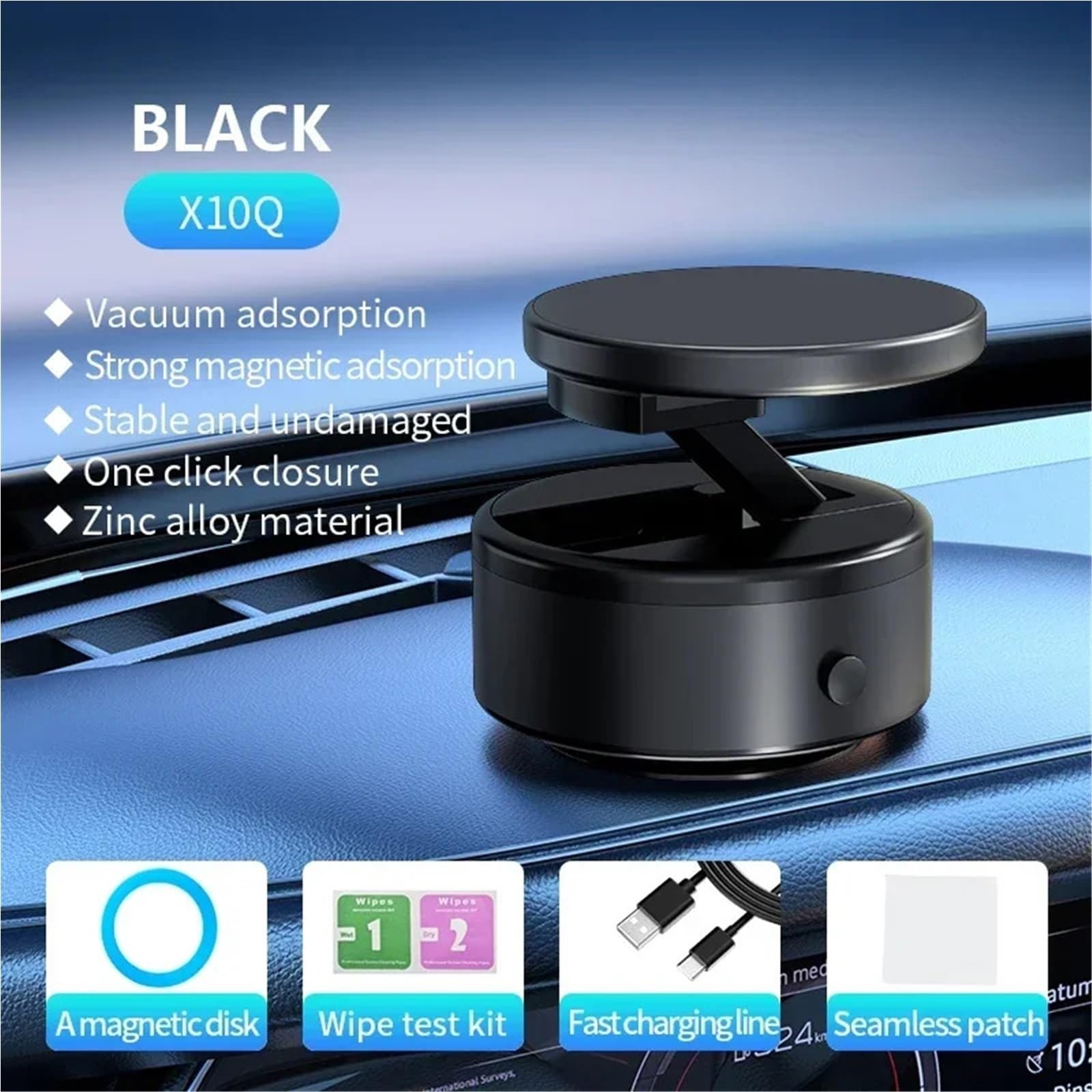 Soporte Movil Coche Soporte Auto Móvil Soporte magnético Giratorio de 360° para Ventosa de Coche, Montaje de Doble Cara, Soporte Universal, adsorción al vacío(A)