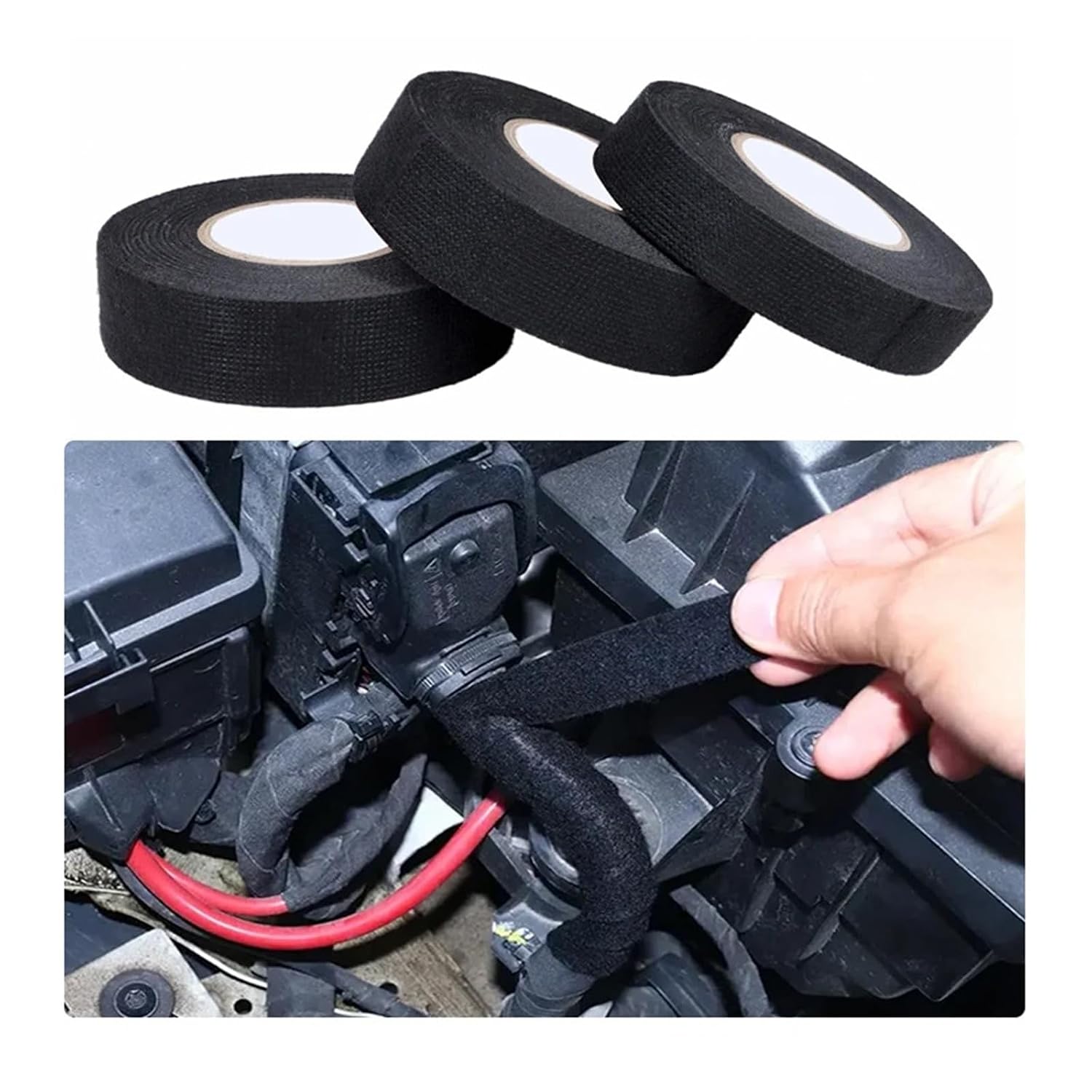 15M/Roll Cloth Fabric Electrical Tapes 9 15 25 30 35 40 45 50mm for Auto Car Wiring Cable Wire Harness Bundle Wrap Organize Tape(3 Rolls_25MM)