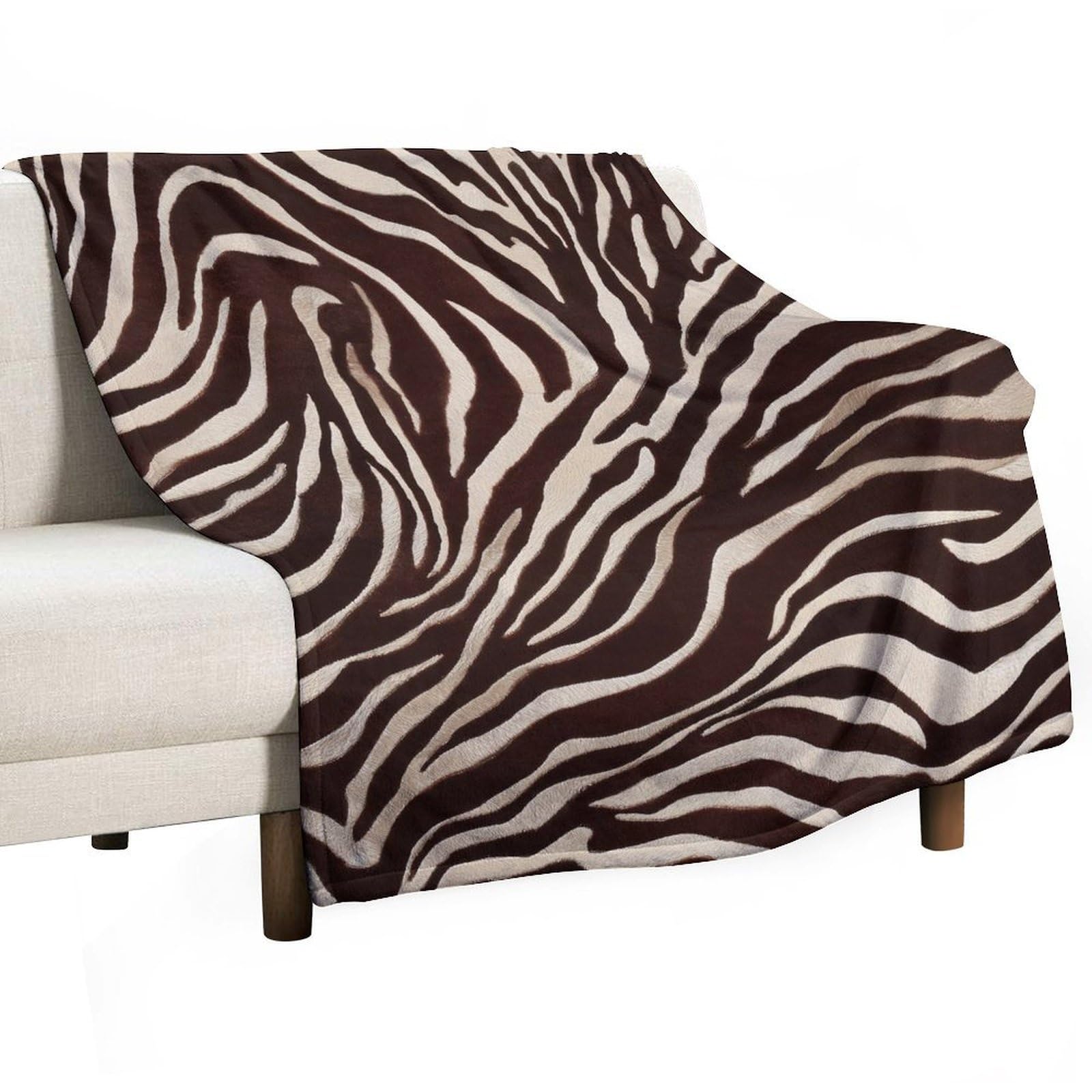 Jubonexis Zebra Print Brown And White Anti Pilling Throw Blankets Cozy Durable Blanket for Bedroom Living Rooms Couch Sofa Bed 50"x60"