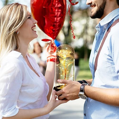 Miniatura 8 de Beauty and The Beast - Juego de rosas de galaxia, flores artificiales de oro rosa para el día de San Valentín, día de Acción de Gracias, día de la